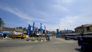 Tuc Tucs, Buses & Other Traffic At Roundabout, Tangalle, Sri Lanka