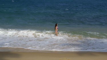 Woman Walks Out Of Indian Ocean, Tangalle, Sri Lanka