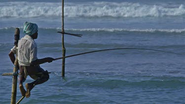 Lone Stilt Fisherman, Weligama, Sri Lanka, Asia