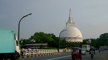 Large White Stupa From Bridge, Kalutara, Sri Lanka