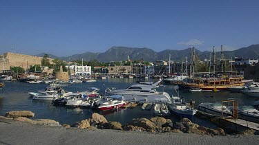 Castle Walls & Boats In Harbour, Kyrenia, Northern Cyprus