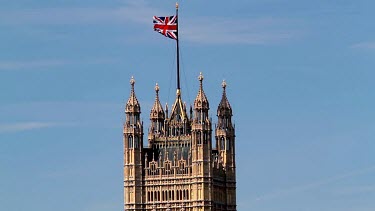 Houses Of Parliament, The Palace Of Westminster, Flag Pole, London, England
