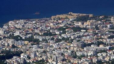 Castle, Mediterranean Sea & Kyrenia, From Kantara Castle, Cyprus, Northern Cyprus