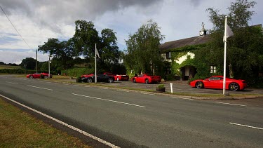 Black & Red Ferrari Cars At Groes Inn, Tyn Y Groes, Conwy, Wales