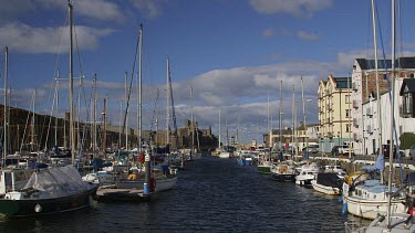 Yachts In Harbour & Castle, Peel, Isle Of Man, British Isles