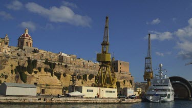Yellow Cranes & Golden Odyssey Yacht, Senglea, Malta