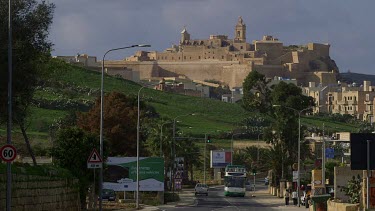 The Citadel Victoria & Double Decker Tourist Bus, Rabat, Gozo, Malta