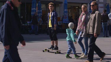 Teenager On Skateboard, Marienplatz, Munich, Germany