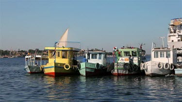 Multicoloured Boats & Tugs, River Nile, Luxor, Egypt