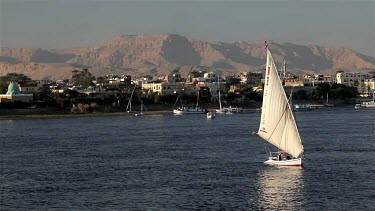 Felucca & Passenger Ferry, River Nile, Luxor, Egypt