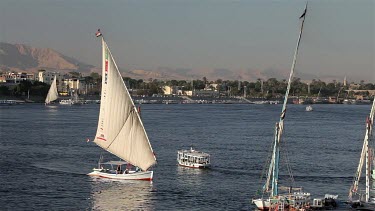 Felucca & Passenger Ferry, River Nile, Luxor, Egypt