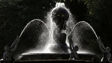 Backlit Atlas Fountain, Malton, North Yorkshire, England