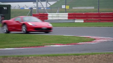 Red Ferrari 458 Spider Car, Silverstone Race Track, England