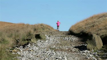 Jogger On Rough Moor Track, Near, Wolstenholme, Lancashire