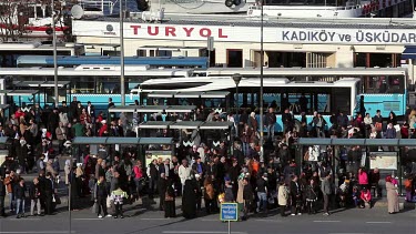 Queues At Bus Station, Eminonu, Istanbul, Turkey
