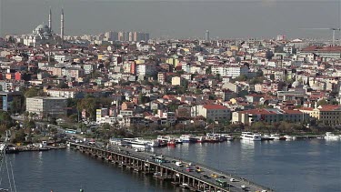 Ataturk Bridge & Ferry Boats, Istanbul, Turkey