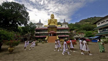 Big Buddha, Golden Temple & School Children, Dambulla, Sri Lanka