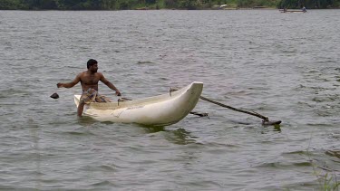 Canoe Fisherman, Kala Wewa Lake, Sri Lanka