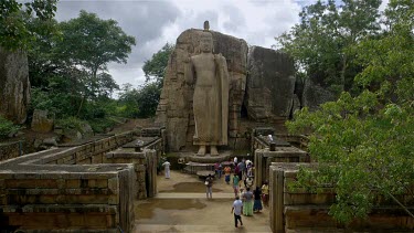Aukana Buddha Statue & Tourists, Near Kekirawa, Sri Lanka