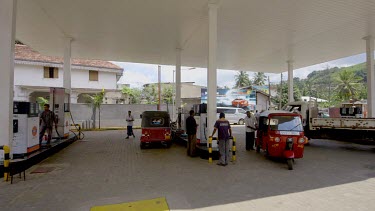 Tuc Tucs At Fuel Station, Matale, Sri Lanka