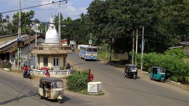 Tuc Tucs & Bus At Road Junction, Matale, Sri Lanka