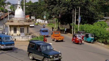 Traffic Merge At Road Junction, Matale, Sri Lanka