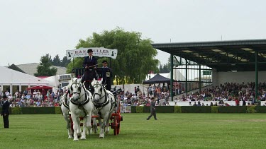 Heavy Shire Horse Teams Parade Around Main Show Ring, The Great Yorkshire Show, North Yorkshire